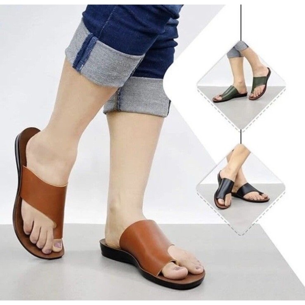 Aerosoft LS4830 Green  Leather Toe Loop Slide Sandals Womens US 9 EU 40 NIB - Picture 9 of 9